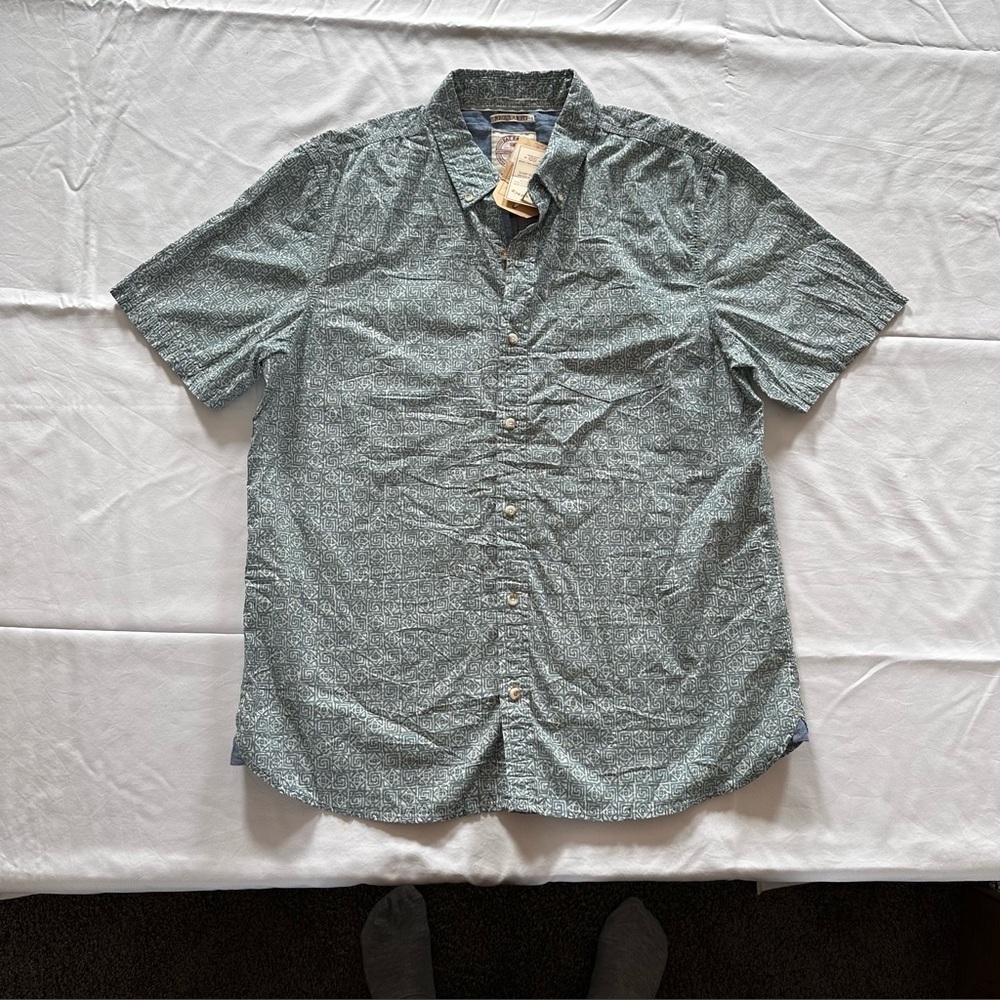Fat Face Shirt Mens L Cotton Short Sleeve‎ Button Down Patterned Classic NWT